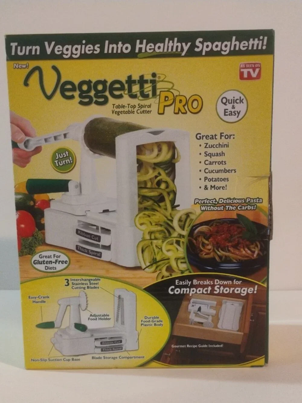VEGGETTI PRO - Spiralizer Vegetable Slicer Blade Pasta Vegetables Veggie - NEW